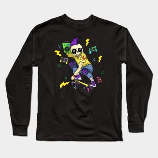 Death Punk Skeleton Skateboard Long Sleeve T-Shirt